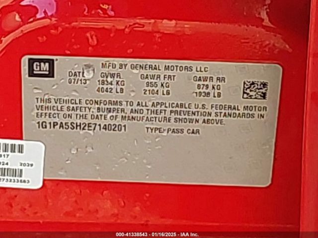 1G1PA5SH2E7140201 Chevrolet Cruze Ls Auto