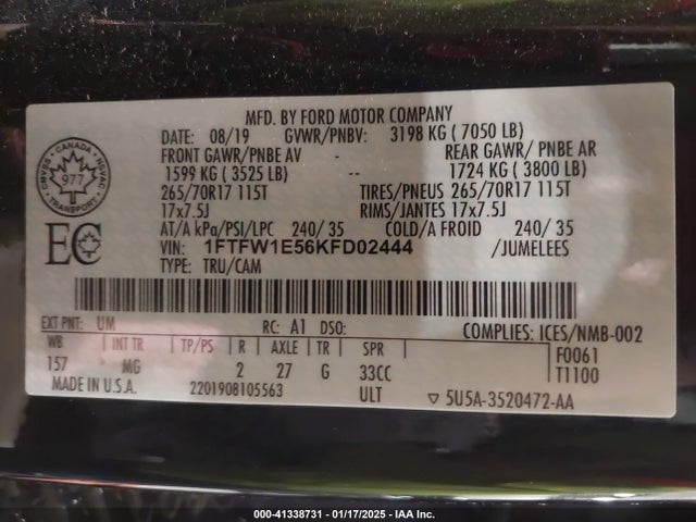 Ford F-150 Xlt 2019 1FTFW1E56KFD02444 Image 9
