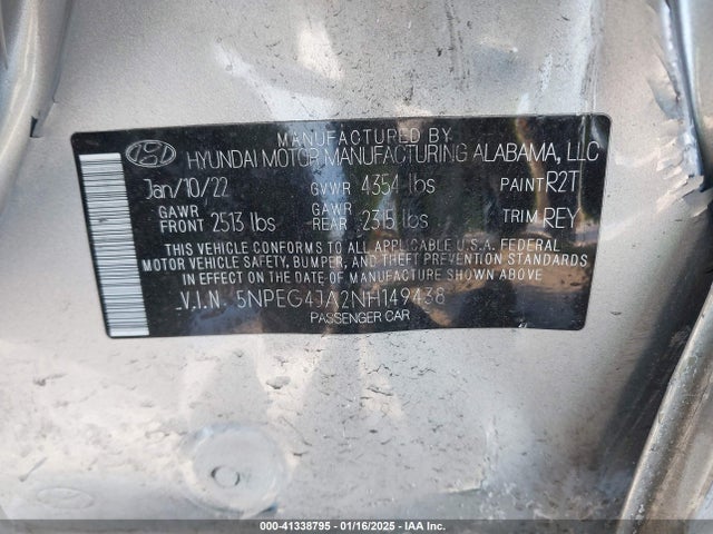 Hyundai SONATA SE 2022 5NPEG4JA2NH149438 Image 9