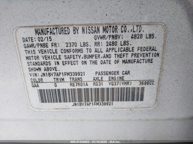 JN1BV7AP1FM339921 Infiniti Q50 Premium