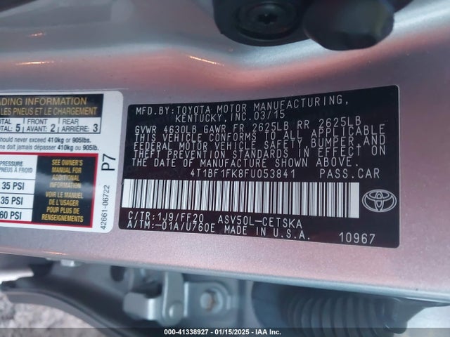 Toyota CAMRY SE 2015 4T1BF1FK8FU053841 Image 9