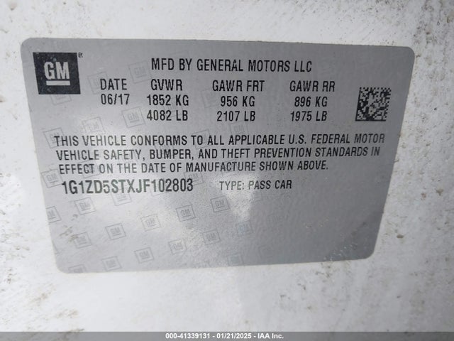 Chevrolet MALIBU LT 2018 1G1ZD5STXJF102803 Image 9