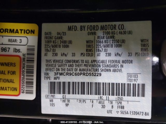 2023 FORD BRONCO SPORT 3FMCR9C60PRD55229 Photo 8