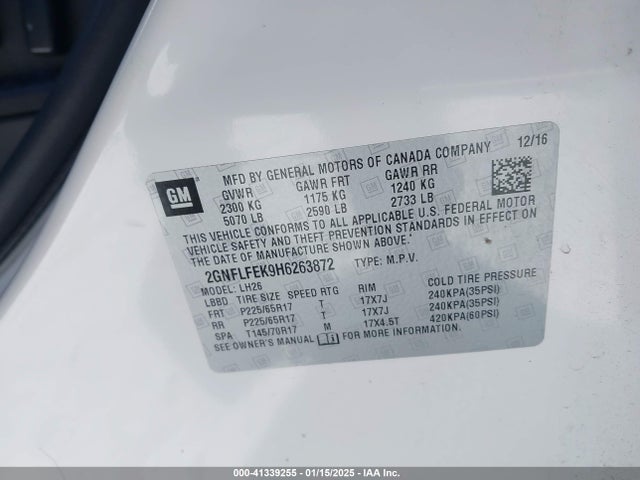 Chevrolet EQUINOX LT 2017 2GNFLFEK9H6263872 Image 9