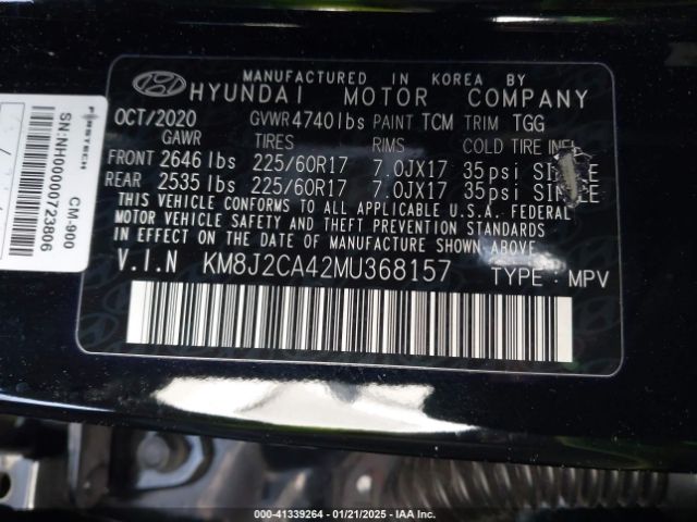 KM8J2CA42MU368157 Hyundai TUCSON SE
