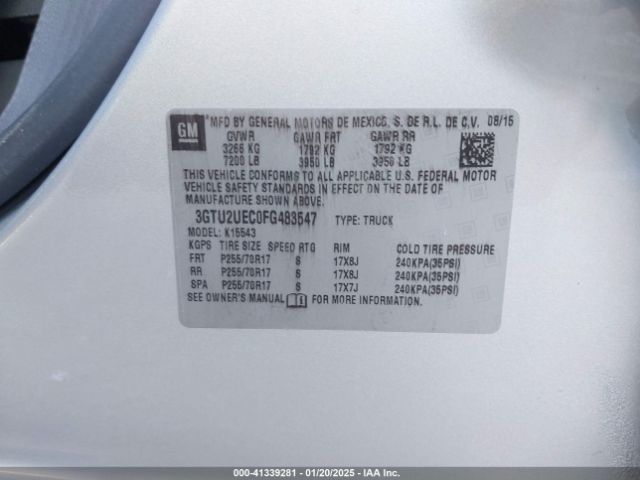3GTU2UEC0FG483547 GMC Sierra 1500 Sle
