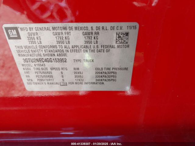 3GTU2NEC4GG153952 GMC Sierra 1500 Slt