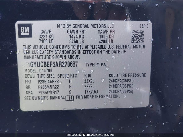 2010 CADILLAC ESCALADE 1GYUCBEF5AR270687 Photo 8