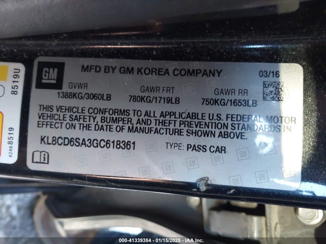 Chevrolet Spark 1lt Cvt 2016 KL8CD6SA3GC618361 Image 9