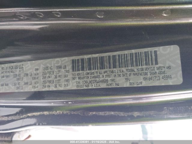 1C4HJXEG7KW640608 Jeep Wrangler Unlimited Sahara 4x4