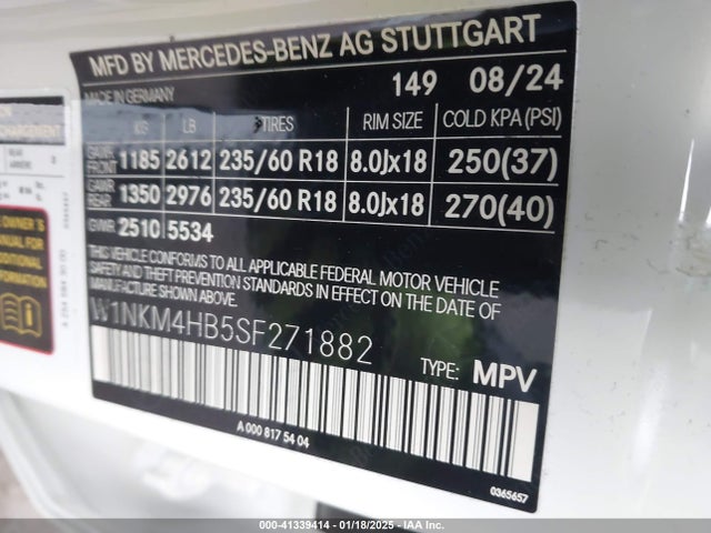 W1NKM4HB5SF271882 Mercedes-Benz m254