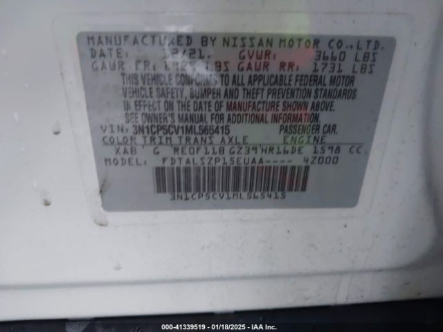 3N1CP5CV1ML565415 Nissan Kicks Sv Xtronic Cvt
