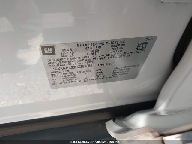 1GKKNPLS3HZ300059 GMC Acadia Denali