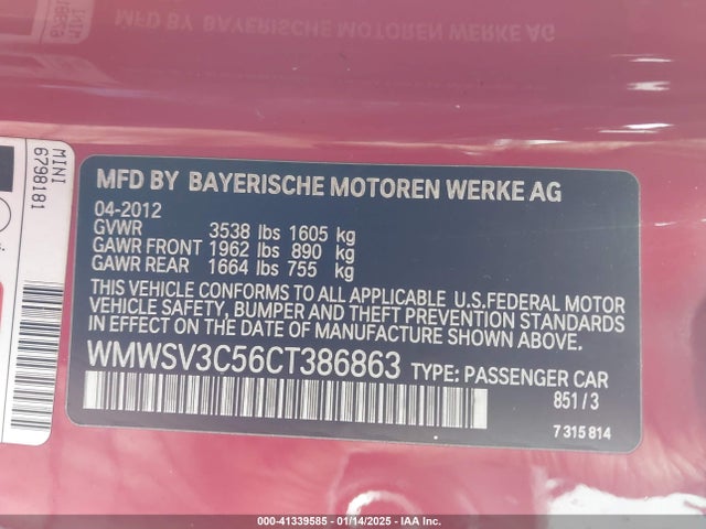 2012 MINI COOPER S WMWSV3C56CT386863 Photo 8