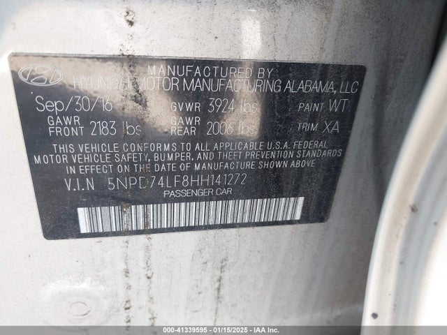Hyundai ELANTRA SE 2017 5NPD74LF8HH141272 Image 9