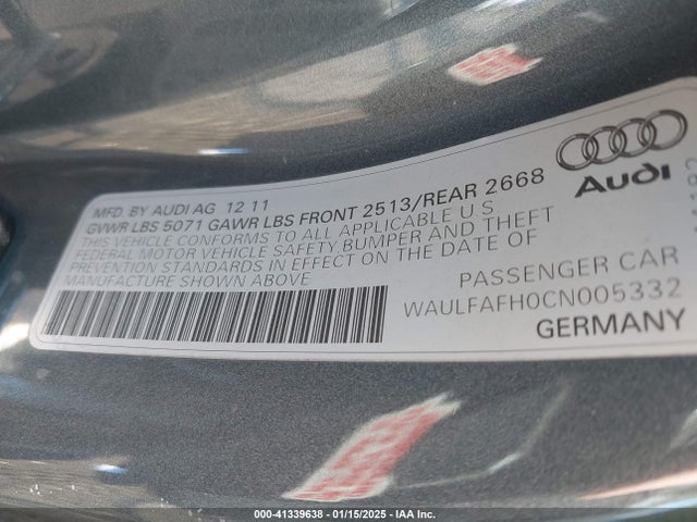 2012 AUDI A5 WAULFAFH0CN005332 Photo 8