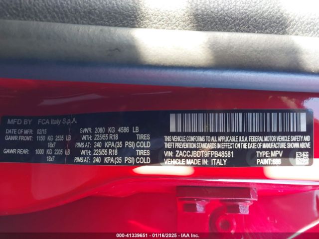 ZACCJBDT9FPB48581 Jeep Renegade Limited