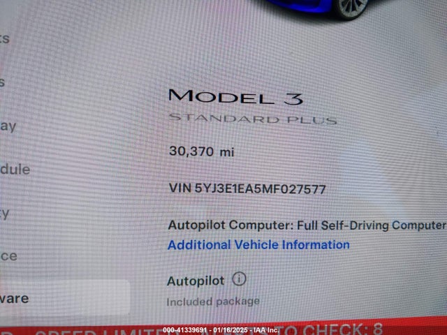 Tesla Model 3 Standard Range Plus Rear-wheel Drive 2021 5YJ3E1EA5MF027577 Image 15