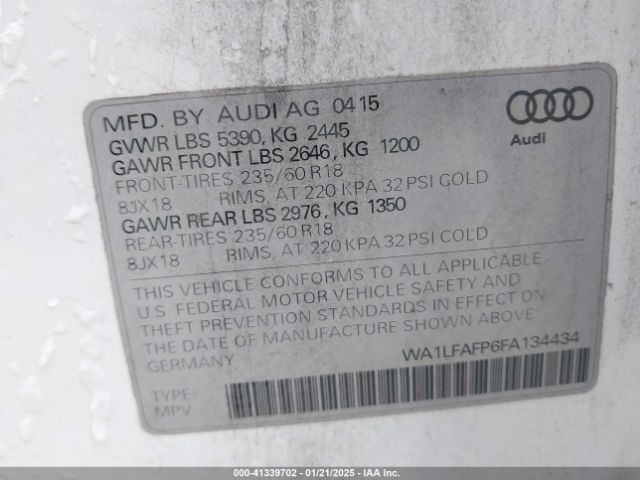 WA1LFAFP6FA134434 Audi Q5 2.0t Premium