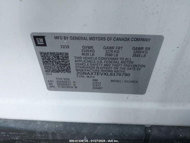 2GNAXTEVXL6176790 Chevrolet Equinox Awd 2fl
