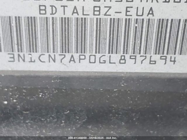 3N1CN7AP0GL897694 Nissan Versa 1.6 S/1.6 S+/1.6 Sl/1.6 Sv