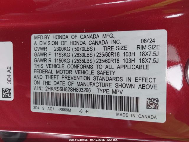 2HKRS6H82SH803266 Honda Cr-v Hybrid Sport-l