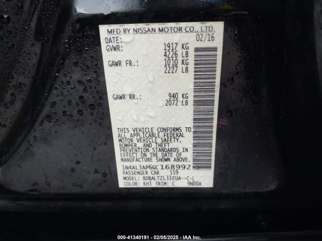 1N4AL3AP6GC168992 Nissan Altima 2.5 Sl
