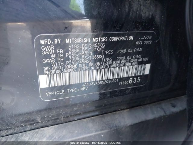 2022 MITSUBISHI OUTLANDER JA4J3VA86NZ090801 Photo 8