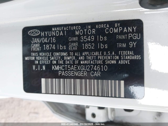 Hyundai ACCENT SE 2016 KMHCT5AEXGU274610 Image 9