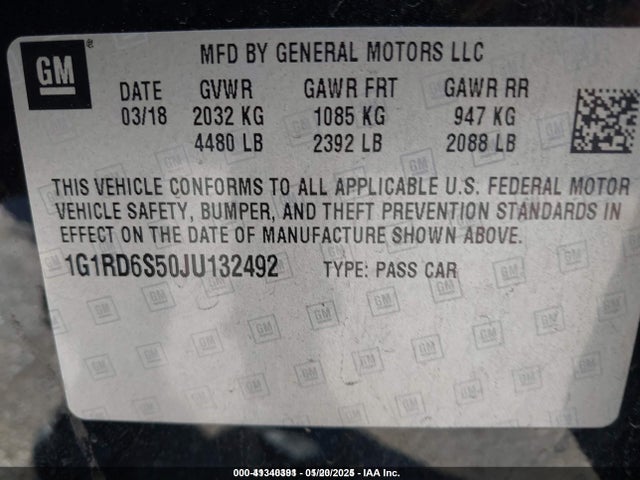 1G1RD6S50JU132492 Chevrolet Volt Premier