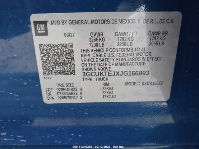 3GCUKTEJXJG166893 Chevrolet Silverado 1500 High Country