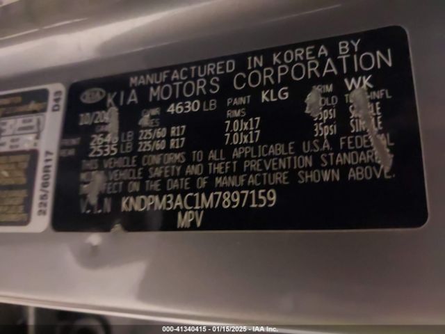 KNDPM3AC1M7897159 KIA Sportage Lx