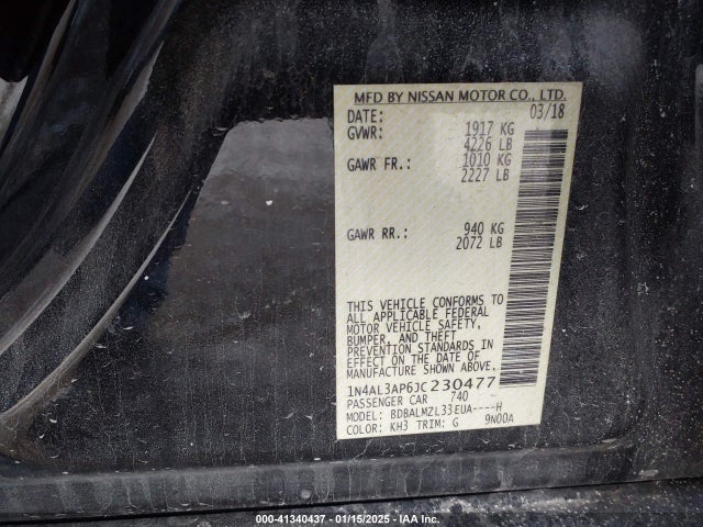 1N4AL3AP6JC230477 Nissan Altima 2.5 Sv