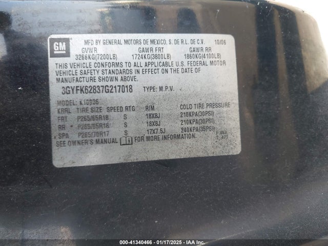 2007 CADILLAC ESCALADE EXT 3GYFK62837G217018 Photo 8