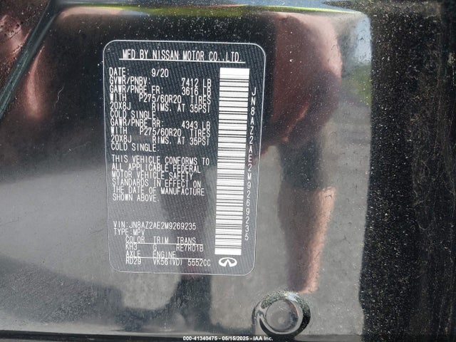 JN8AZ2AE2M9269235 Infiniti Qx80 Luxe Awd