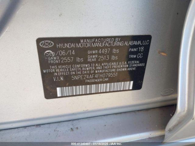 5NPE24AF4FH079551 Hyundai SONATA SE