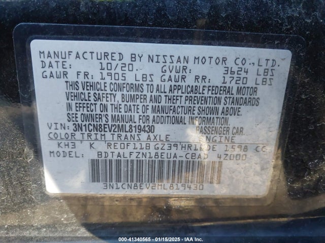 Nissan Versa Sv Xtronic Cvt 2021 3N1CN8EV2ML819430 Image 9