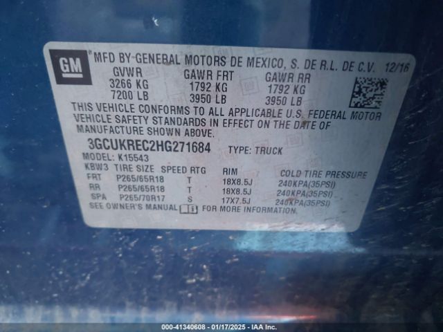 3GCUKREC2HG271684 Chevrolet Silverado 1500 2lt