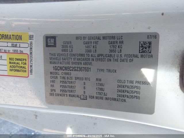 1GCNCNEC2GZ367601 Chevrolet Silverado 1500 Wt