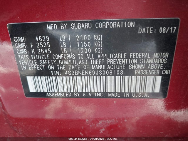 Aukcja sprzedaży 2018 Subaru Legacy 3.6r Limited, vin: 4S3BNEN69J3008103, numer aukcji: 41340685