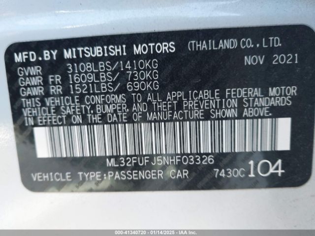 ML32FUFJ5NHF03326 Mitsubishi Mirage G4 Black Edition/es/le