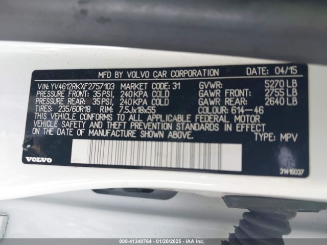 2015 VOLVO XC60 YV4612RKXF2757103 Photo 8