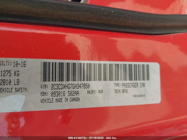 Dodge Charger Sxt 2016 2C3CDXHG7GH347850 Image 9