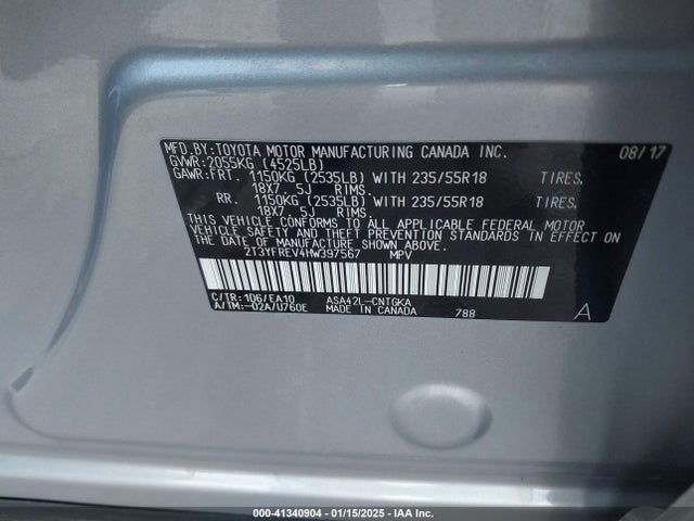 Toyota Rav4 Limited 2017 2T3YFREV4HW397567 Image 9