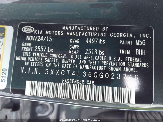 KIA Optima Lx 2016 5XXGT4L36GG023746 Image 9