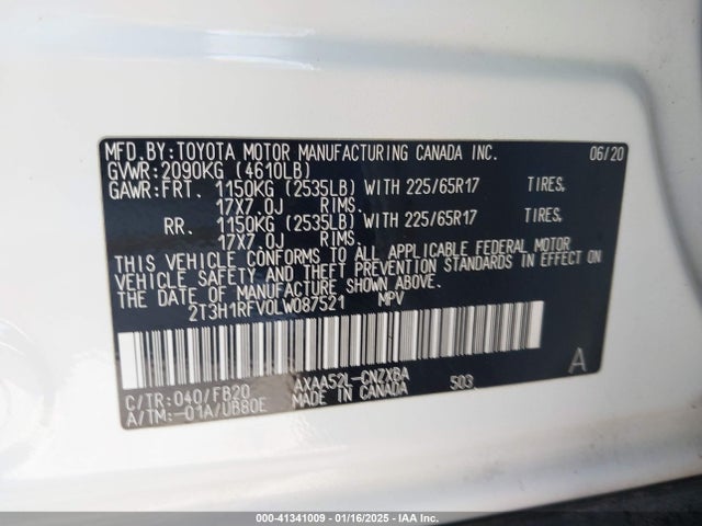 Toyota RAV4 LE 2020 2T3H1RFV0LW087521 Image 9