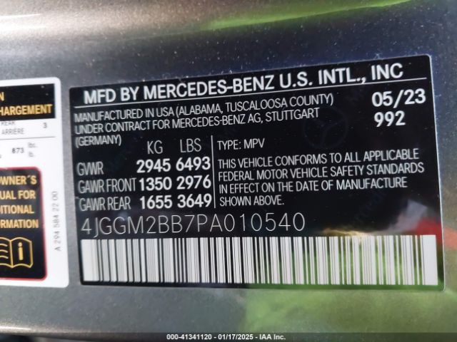 4JGGM2BB7PA010540 Mercedes-Benz Eqe 350+ Suv