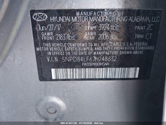 5NPD84LF6JH248632 Hyundai Elantra Value Edition