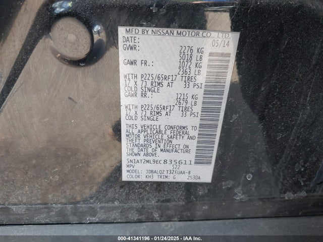 Nissan Rogue S/sl/sv 2014 5N1AT2ML9EC835611 Image 9