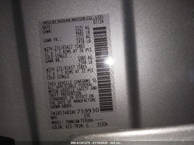 5N1BT3AB1RC759930 Nissan Rogue S Intelligent Awd